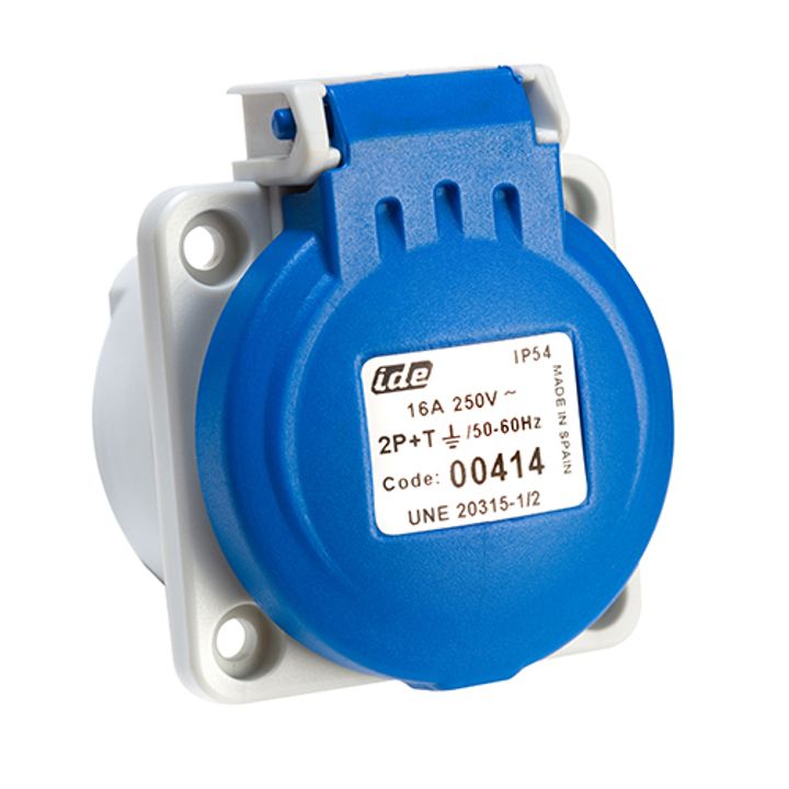 IDE dom  16A 2p+T 230VAC IP54 prise encastrée ressort