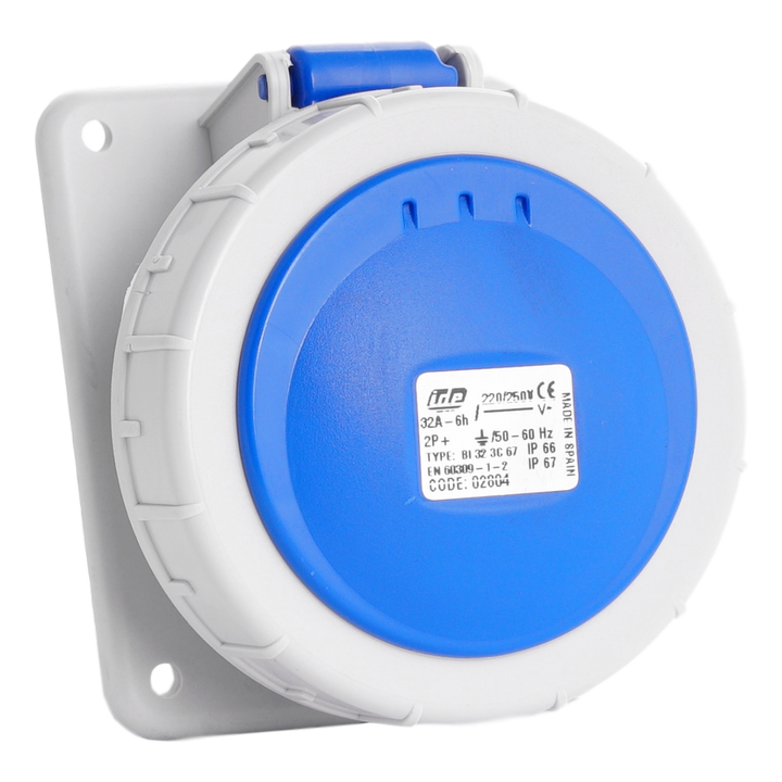 IDE  CEE  32A 2p+A 250V IP67 stopcontact paneelmont.