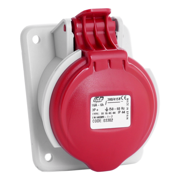 IDE CEE 16A 4p 400VAC IP44 prise encastrée inclinée