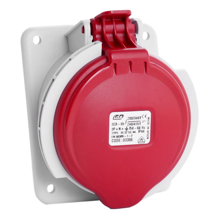 IDE CEE 32A 5p 400VAC IP44 prise encastrée inclinée