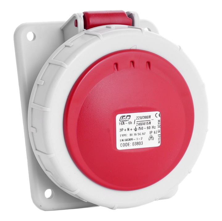 IDE CEE 16A 5p 400VAC IP67 prise encastrée inclinée
