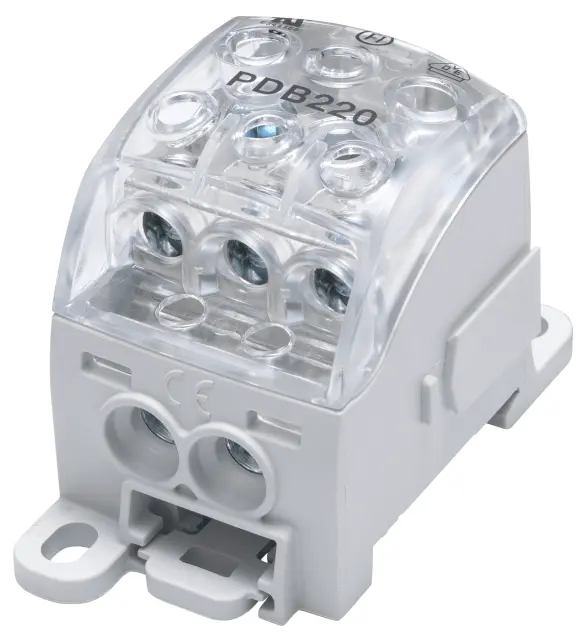 Borne de distr. PDB220 1p 70, 2x25, 3x16mm² Cu grise
