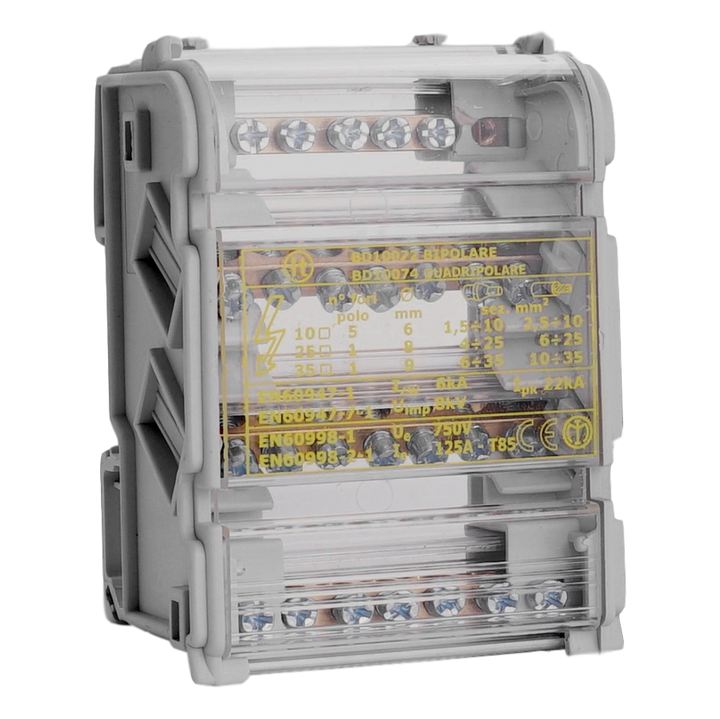 Terminal bar 100A 4P 5x 10mm² + 1x 25mm² + 1x 35mm²