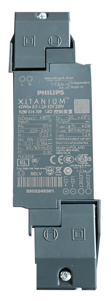 (AS)Xitanium 43W/m 0.7-1.2A 52V 230V 900mA Anti Traction + male con.