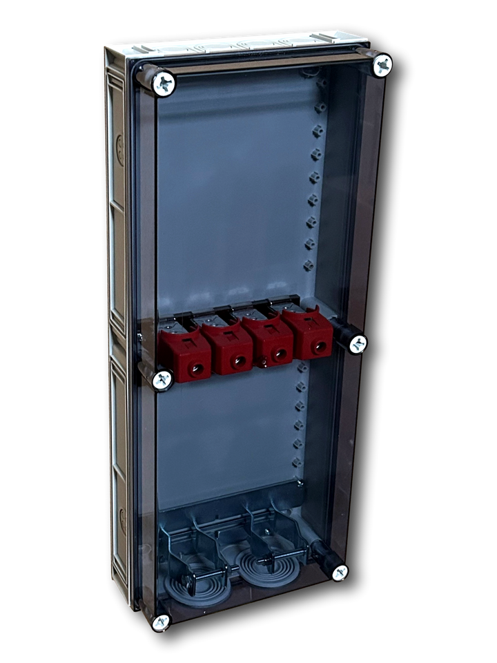 kast 250x600x108mm 2 ing. + 4x Cu/Al 2x150mm²