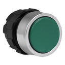 Push button green with metal ring