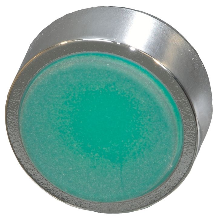 Illuminated push button green with metal ring