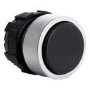 Push button black with metal ring