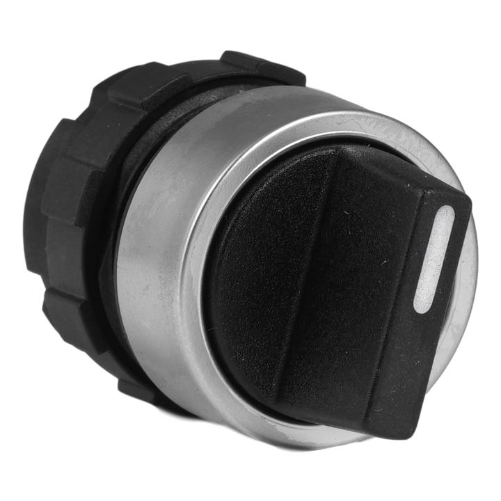 Draaiknop met hendel 0-I zwart met metalen ring