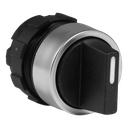 Bouton tournant à manette I-0-II noir, bague metal.