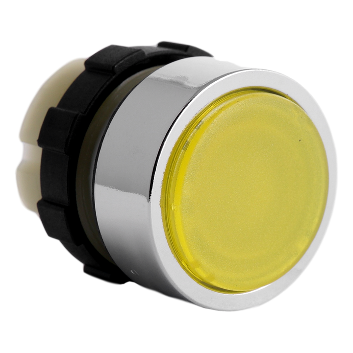 Illuminated push button yellow B&J with chrome ring