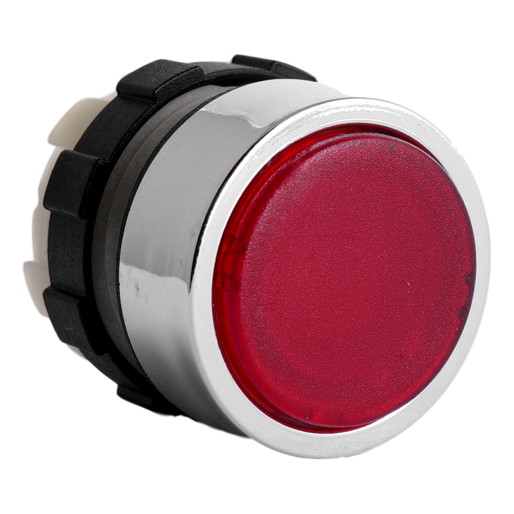 Illuminated push button red with chrome ring