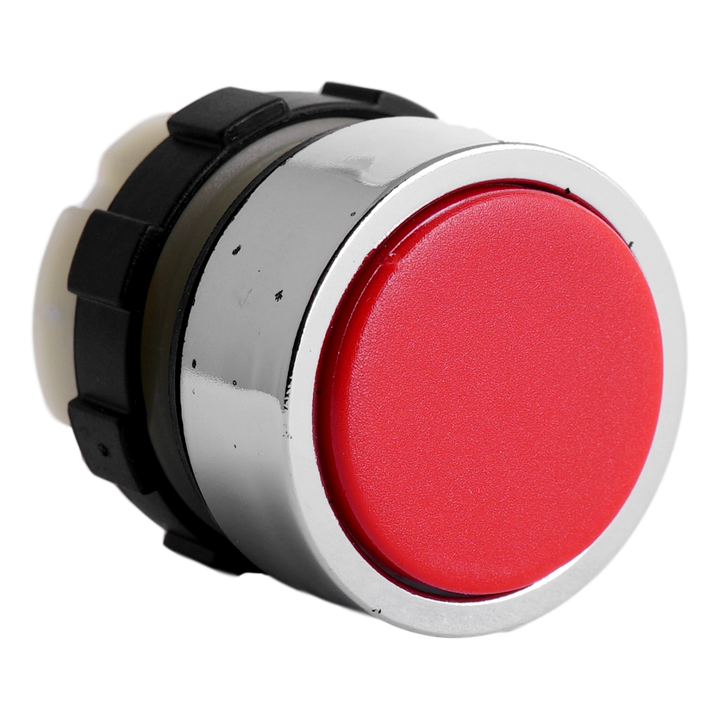 Drukknop rood  B&J met gechroomde ring