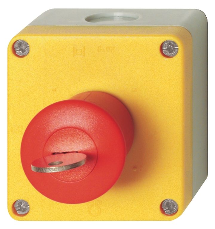 EMERG.STOP button Ø40mm, encl. 1NO+1NC, with 2 keys R455