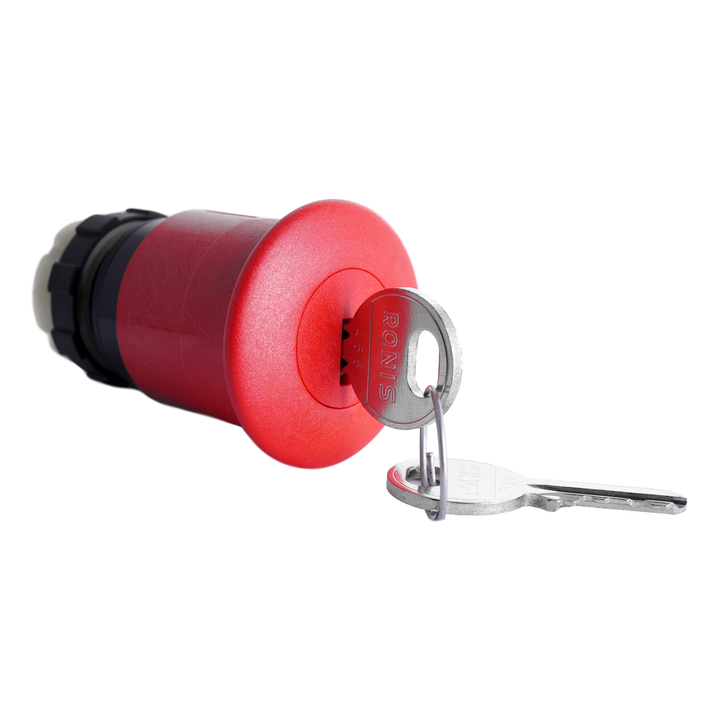 EMERGENCY-STOP push-pull-butt. Ø 40mm red, with 2 keys