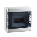 Opbouwkast IP65 transp. deur 1x 8 mod. + aardingsrail