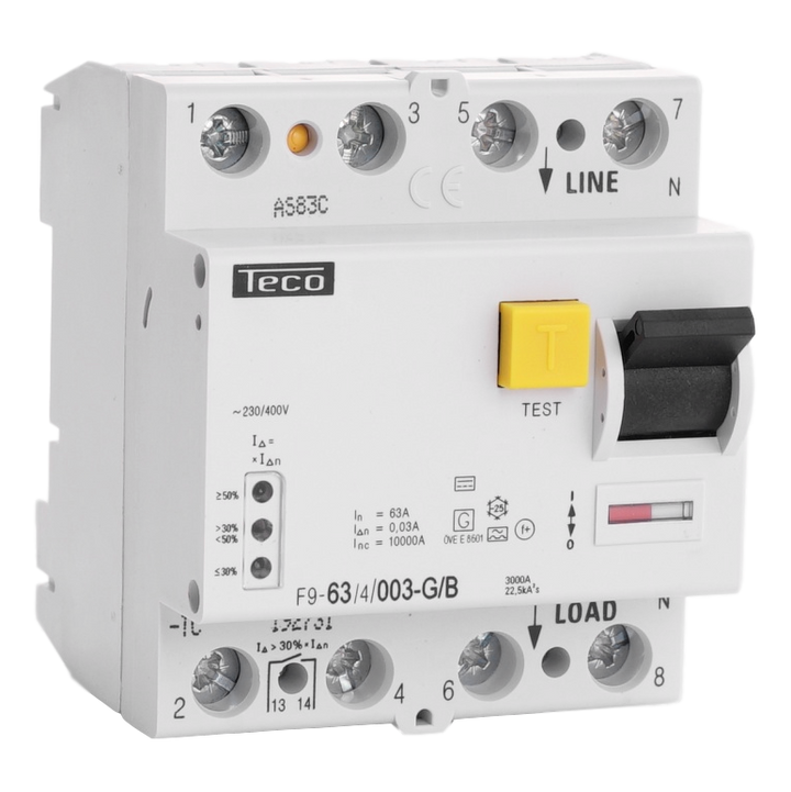 Diff. schak. Teco 4P 63A 30mA Type B