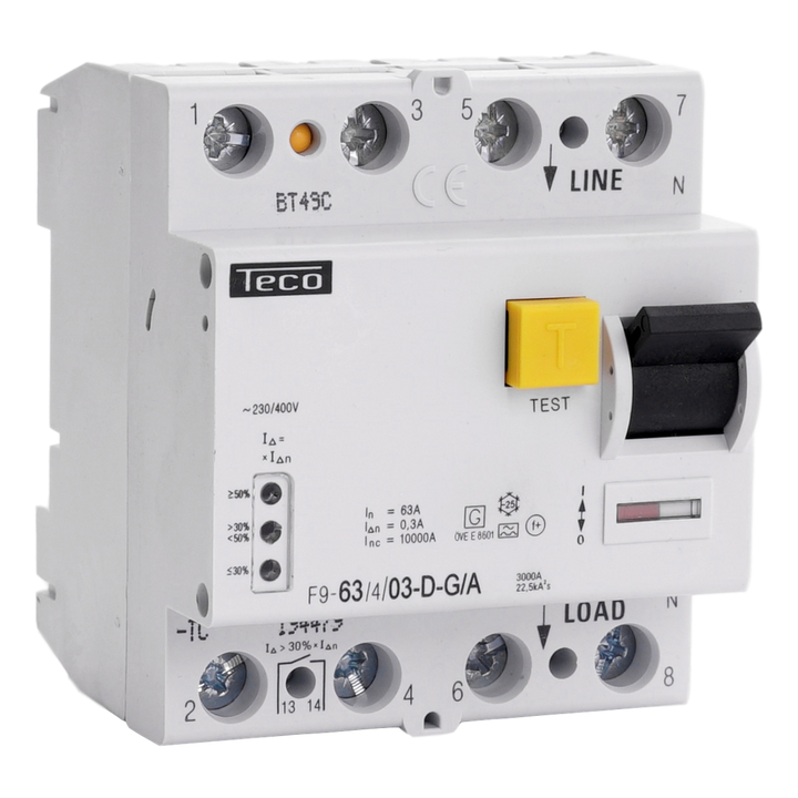 Diff. schak. Teco 4p 63A 300mA Dig. Type A