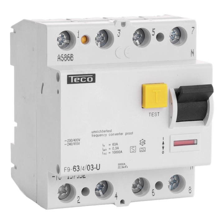 Diff. schak. Teco 4P 63A 300mA Type A Freq. Reg.