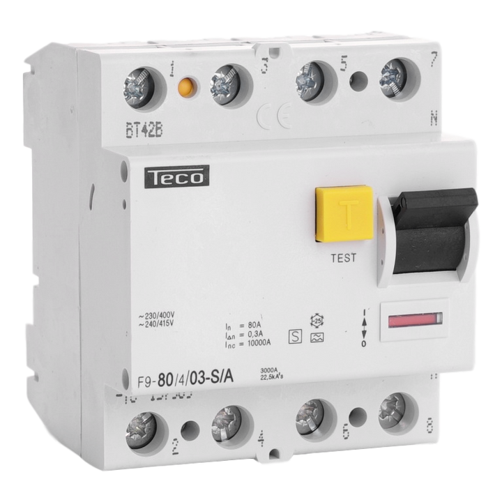 Residual current circuit breaker Teco  4P 80A 300mA type S-A