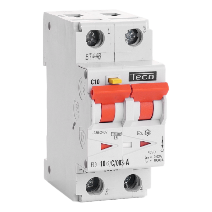 RCBO Teco 2p 10A Curve C Type A 30mA