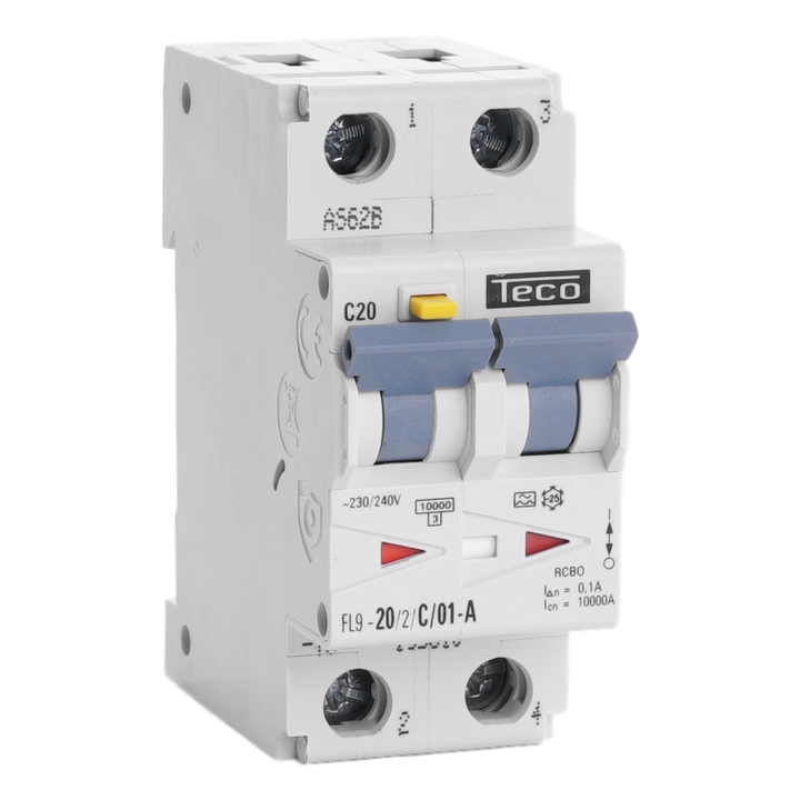 RCBO Teco 2p 20A Curve C Type A 100mA