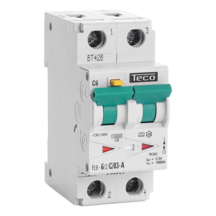 RCBO Teco 2p 6A Curve C Type A 300mA