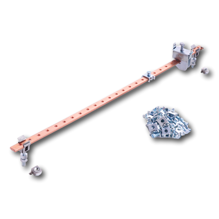 Kit barrette Terre 12x3x550mm, 28xM5+ vis et griffes