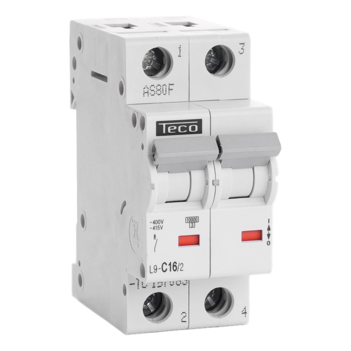 Disjoncteur Teco 2P 16A 10kA Courbe C