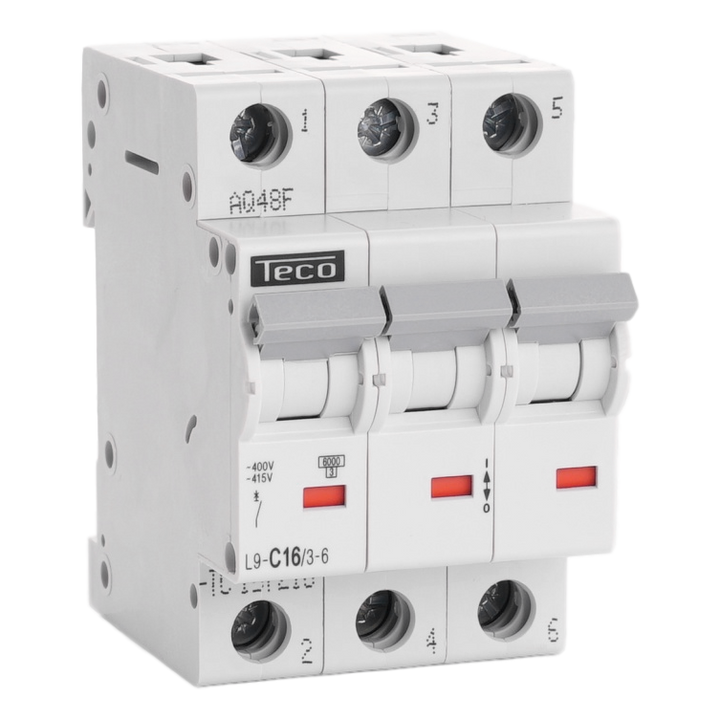 Disjoncteur Teco 3P 16A 6kA Courbe C