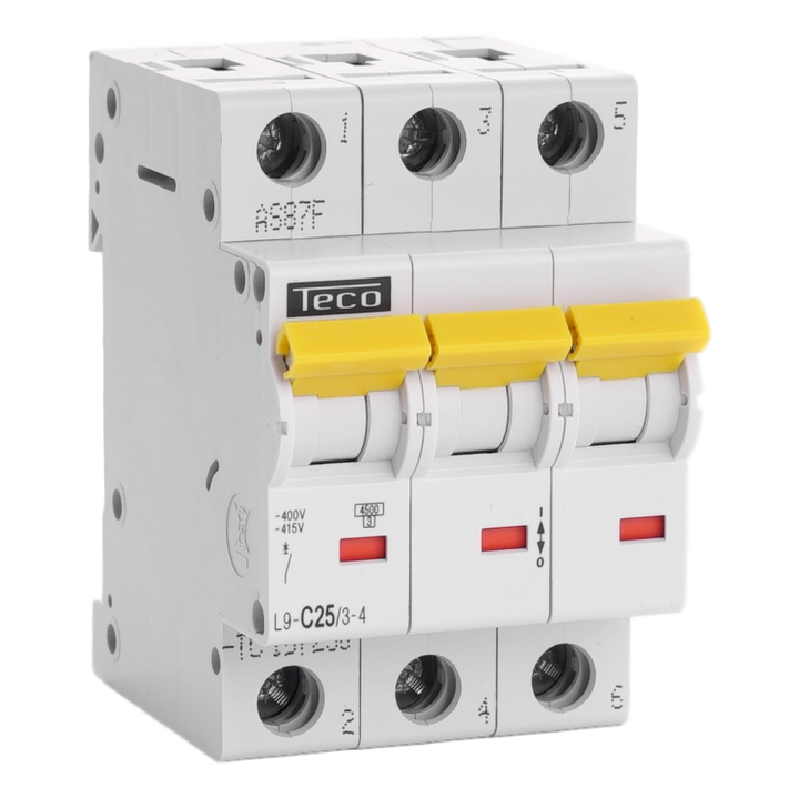 Disjoncteur Teco 3P 25A 4,5kA Courbe C