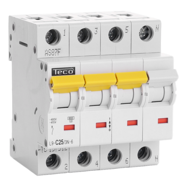 Disjoncteur Teco 3N 25A 6kA Courbe C