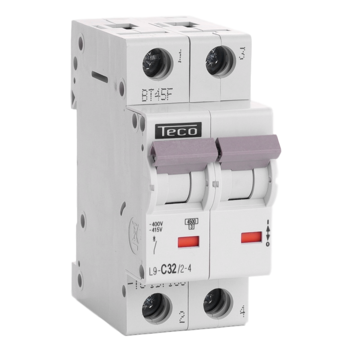 Disjoncteur Teco 2P 32A 4,5kA Courbe C