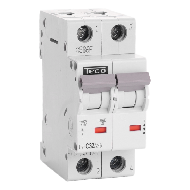 Disjoncteur Teco 2P 32A 6kA Courbe C