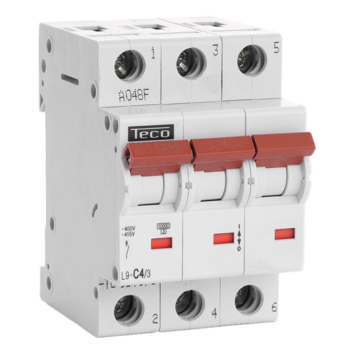Disjoncteur Teco 3P 4A 10kA Courbe C