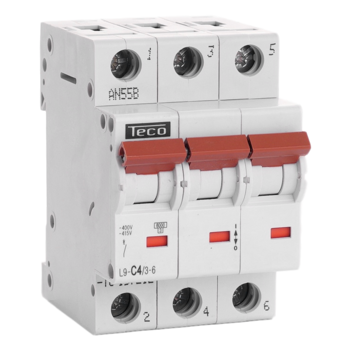 Disjoncteur Teco 3P 4A 6kA Courbe C