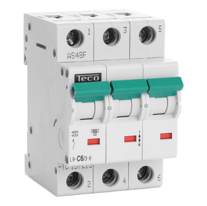 Disjoncteur Teco 3P 6A 6kA Courbe C