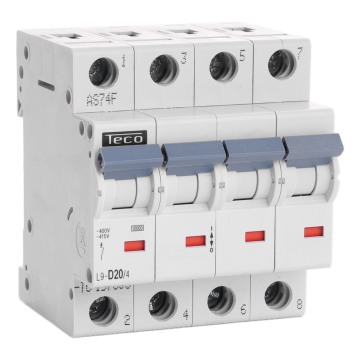 Disjoncteur Teco 4P 20A 10kA Courbe D
