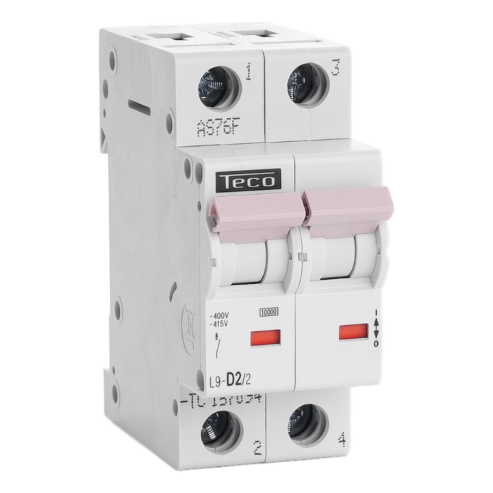 Automaat Teco 2P 2A 10kA Curve D