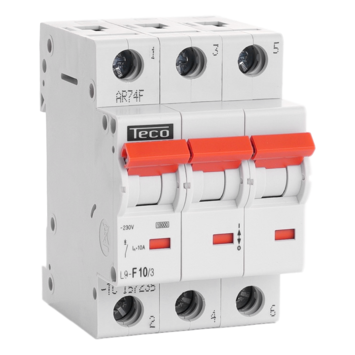 Automaat Teco 3P 10A  Curve F NBN C 61142