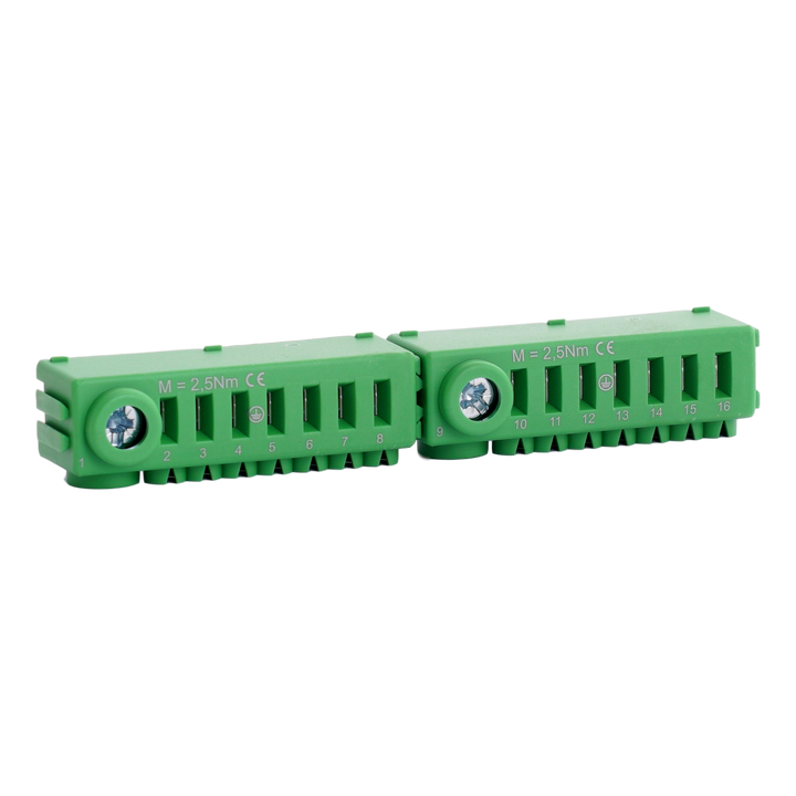 Bornier de terre vert sans vis Conexbox 2x25 + 14x4mm²