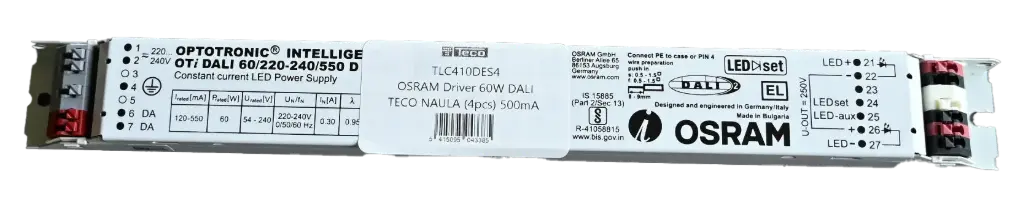 (AS) Driver Dali OSRAM 500mA TECO NAULA (4pcs) + ss anti-tract.