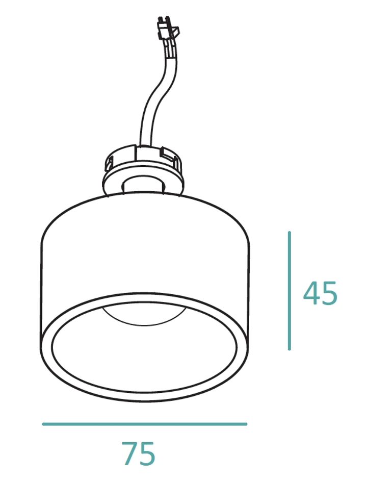 Spot Teco NAULA Rond 75x45mm 9W 3000K Ra90 34° Dim. Noir