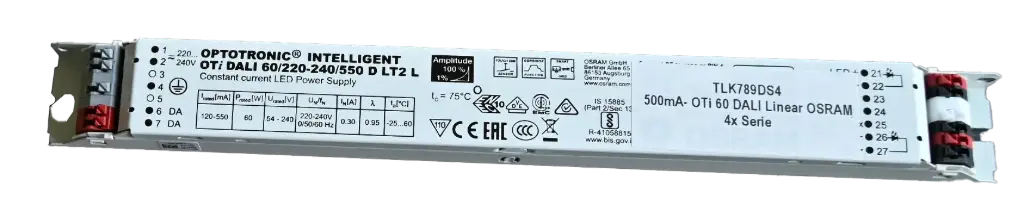 DALI Driver OSRAM 500mA TECO KHEO 78 (4 st) geen trekontlast