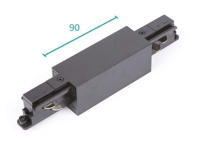 Connect. droit avec point d'aliment. Noir pour Rail 3P Teco