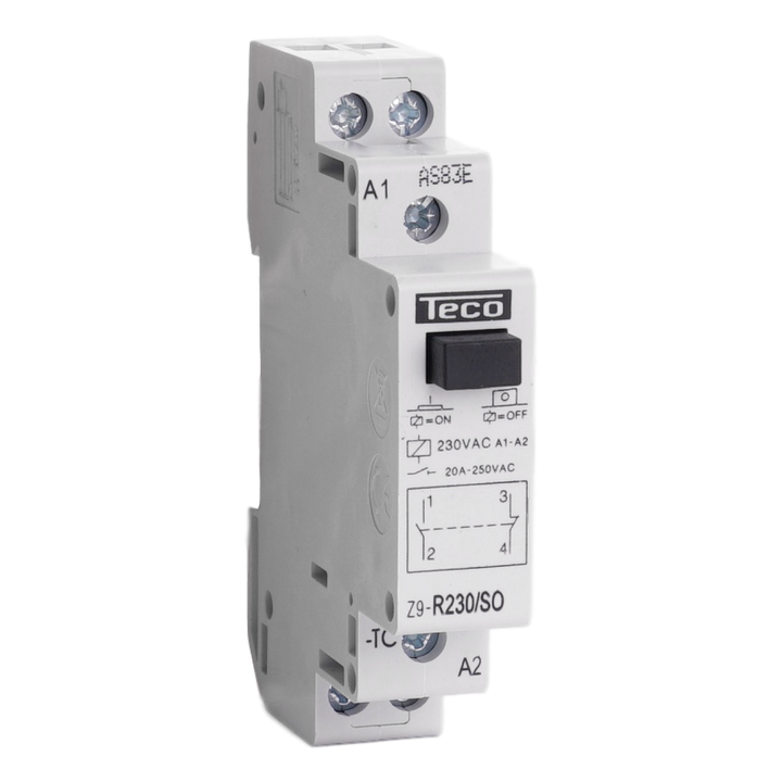 Installatierelais Teco 230VAC 20A 1NO+1NG