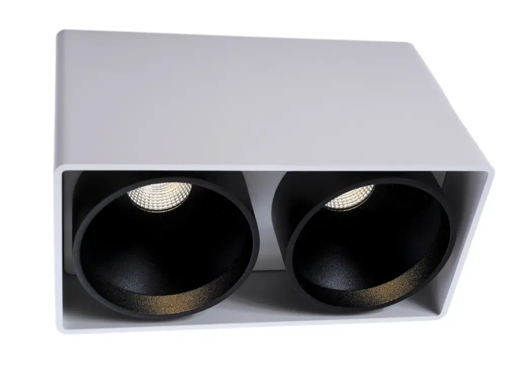 (AS) KUANA  2X9W carré Blanc spots Noir 2700K