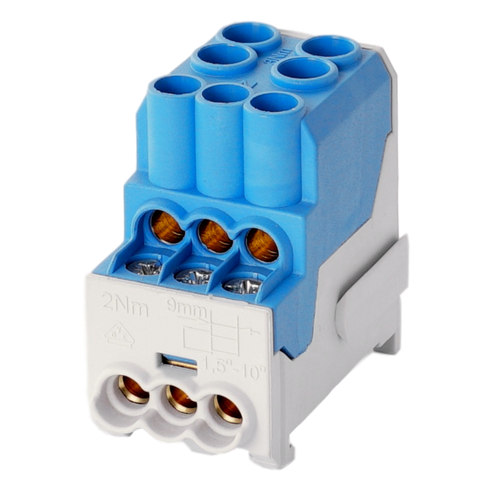 Verdeelklem UVB100 1p 2x16, 6x6mm² blauw