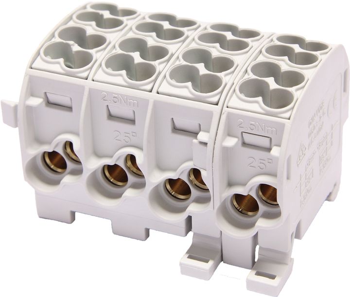 Branching terminal block HLAK25 C 4p 2x25, 2x16mm² Cu 3LN