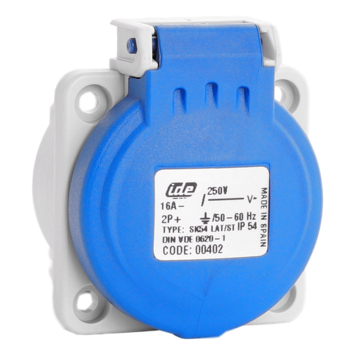 [/00402] IDE dom 16A 2p+T 230VAC IP54 prise encastrée ressort